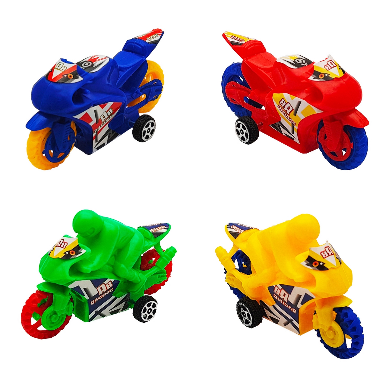 Moto Carrera Arrastre Juguetes Niños Interactivo Set X 4 Und